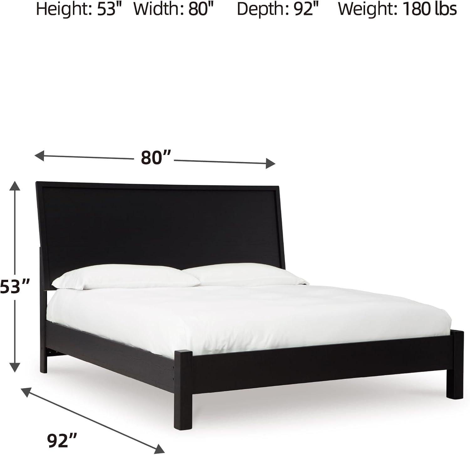 imageSignature Design by Ashley Cielden Farmhouse Queen Panel Platform Bed Foundation or Box Spring Not Needed Light BrownBlack