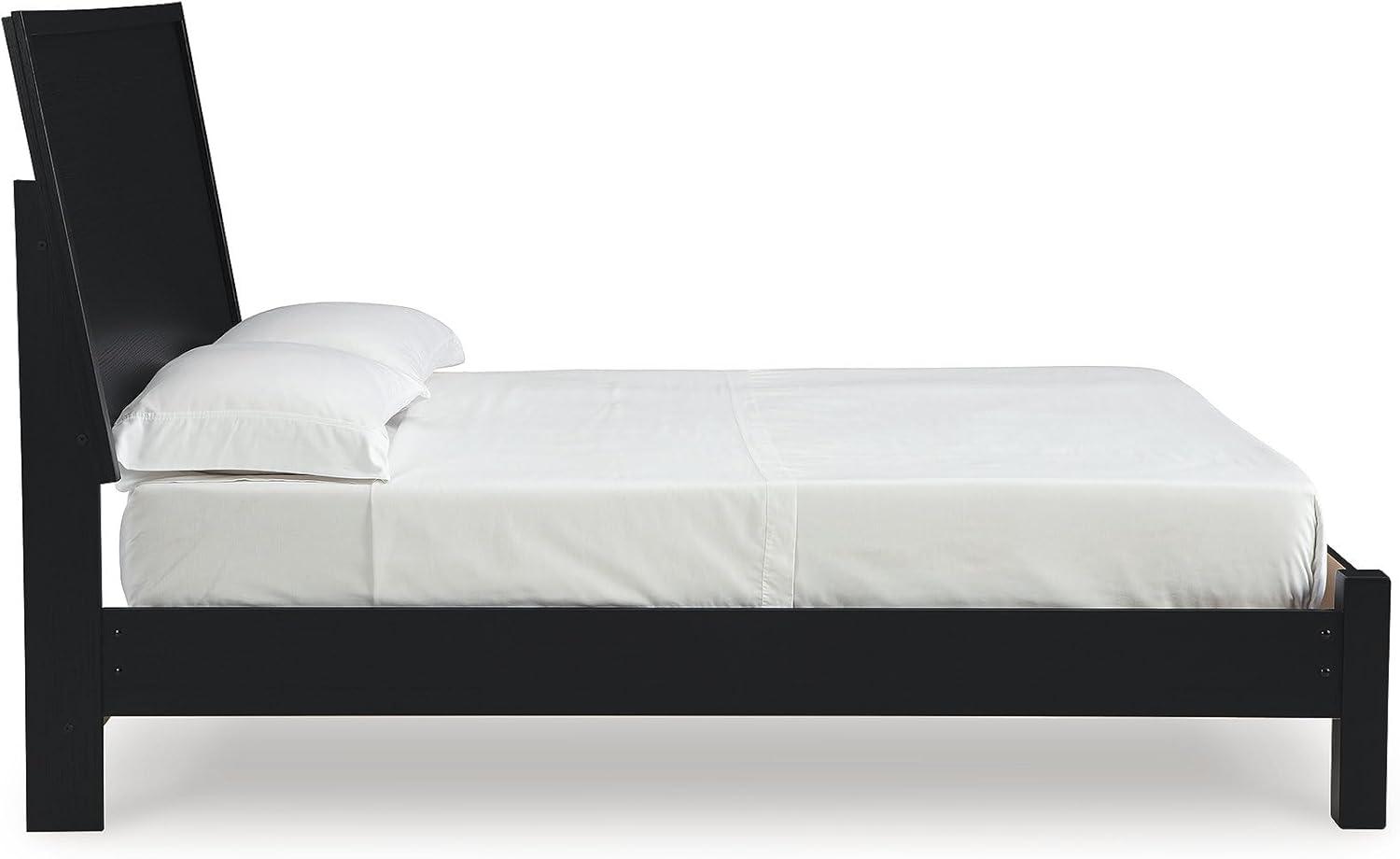 imageSignature Design by Ashley Cielden Farmhouse Queen Panel Platform Bed Foundation or Box Spring Not Needed Light BrownBlack