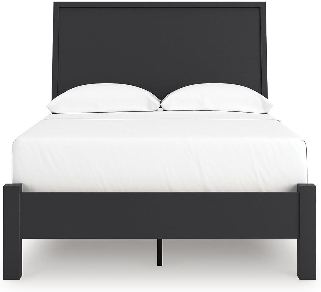 imageSignature Design by Ashley Cielden Farmhouse Queen Panel Platform Bed Foundation or Box Spring Not Needed Light BrownBlack