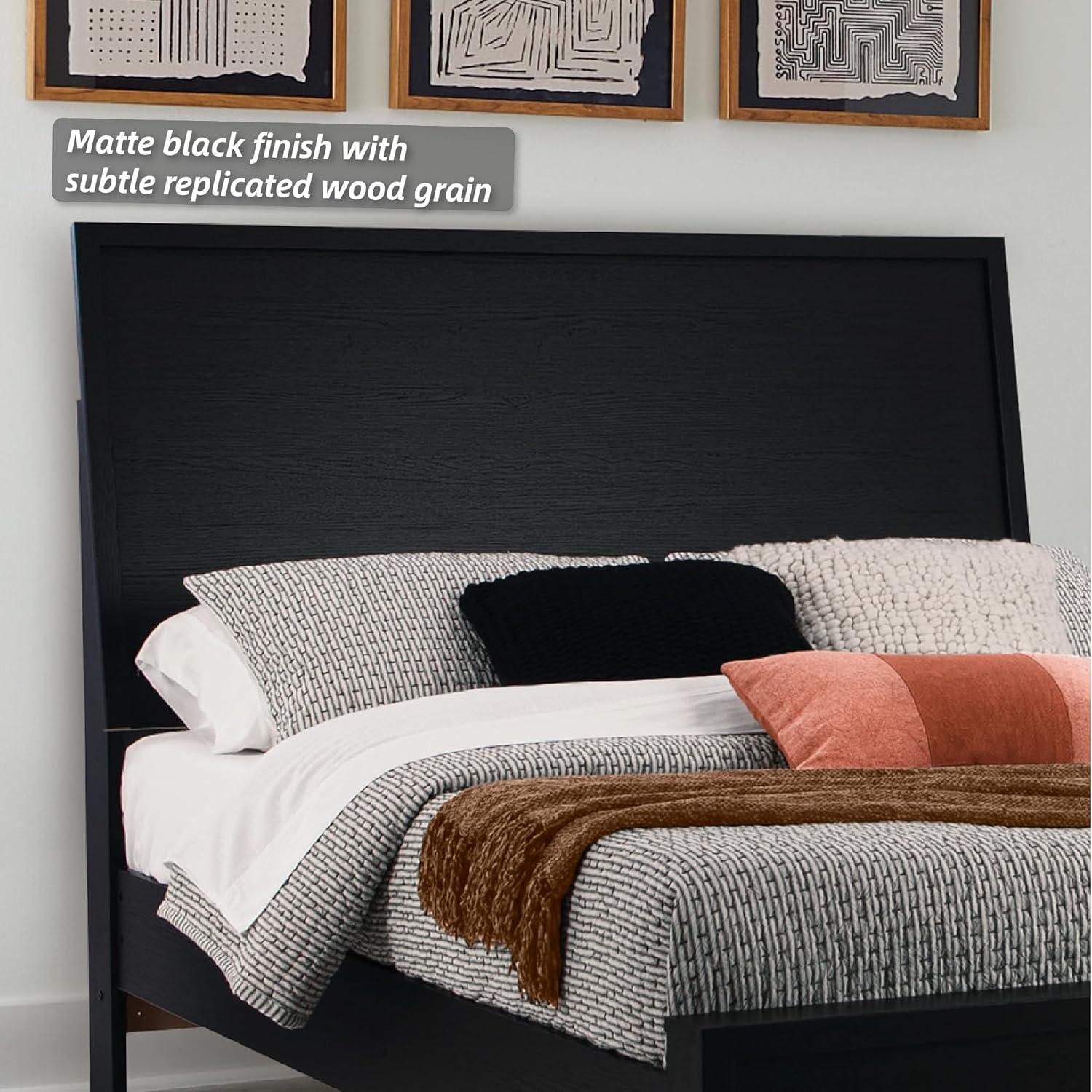 imageSignature Design by Ashley Cielden Farmhouse Queen Panel Platform Bed Foundation or Box Spring Not Needed Light BrownBlack