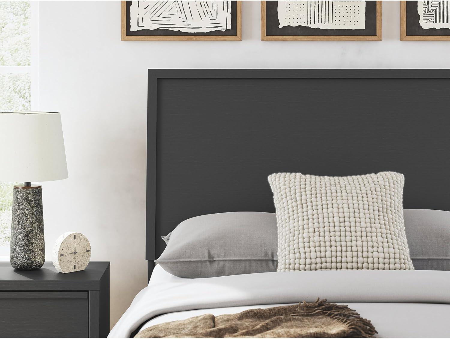 imageSignature Design by Ashley Cielden Farmhouse Queen Panel Platform Bed Foundation or Box Spring Not Needed Light BrownBlack