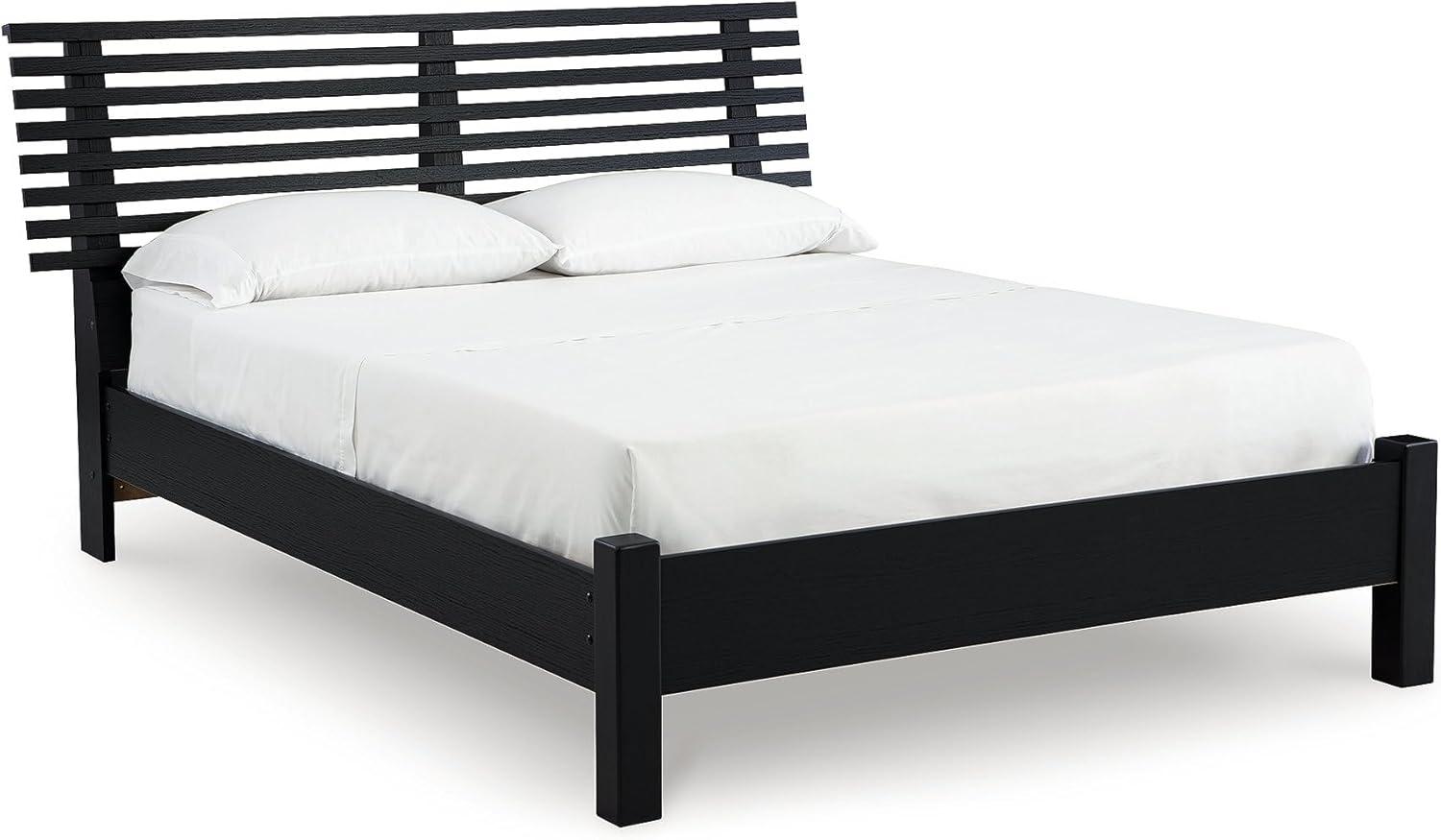 imageSignature Design by Ashley Cielden Farmhouse Queen Panel Platform Bed Foundation or Box Spring Not Needed Light BrownBlack