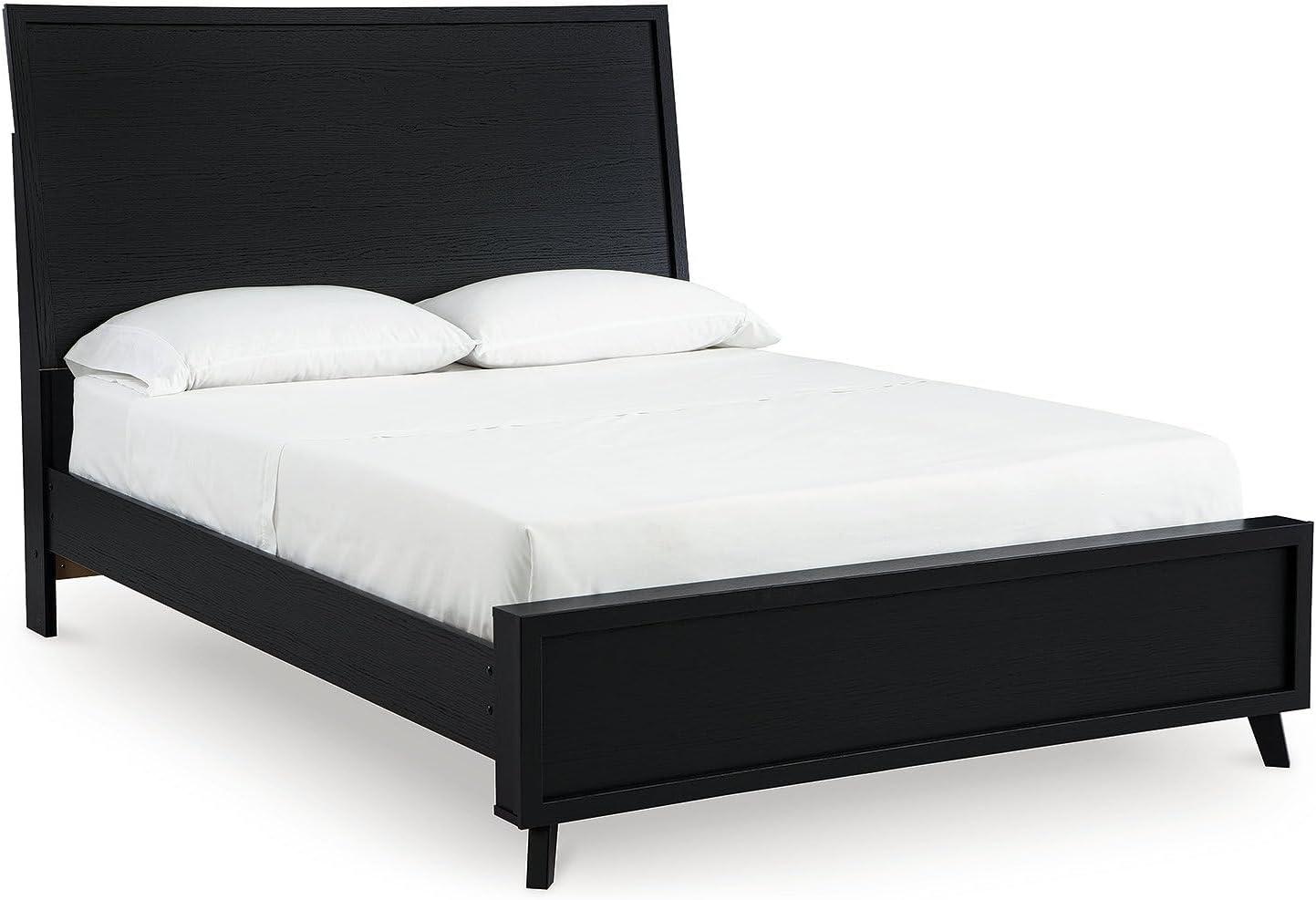 imageSignature Design by Ashley Cielden Farmhouse Queen Panel Platform Bed Foundation or Box Spring Not Needed Light BrownBlack