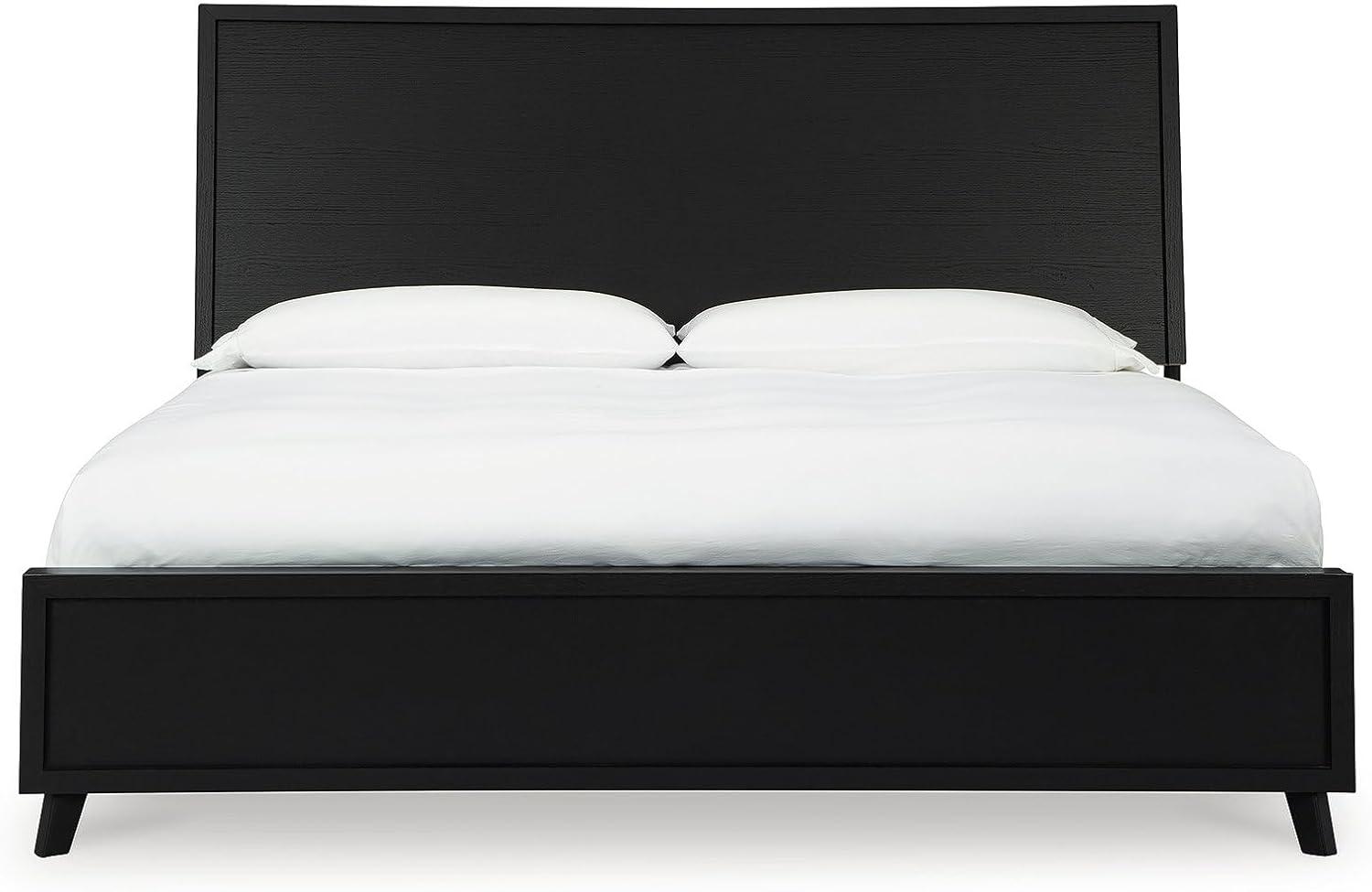 imageSignature Design by Ashley Cielden Farmhouse Queen Panel Platform Bed Foundation or Box Spring Not Needed Light BrownBlack