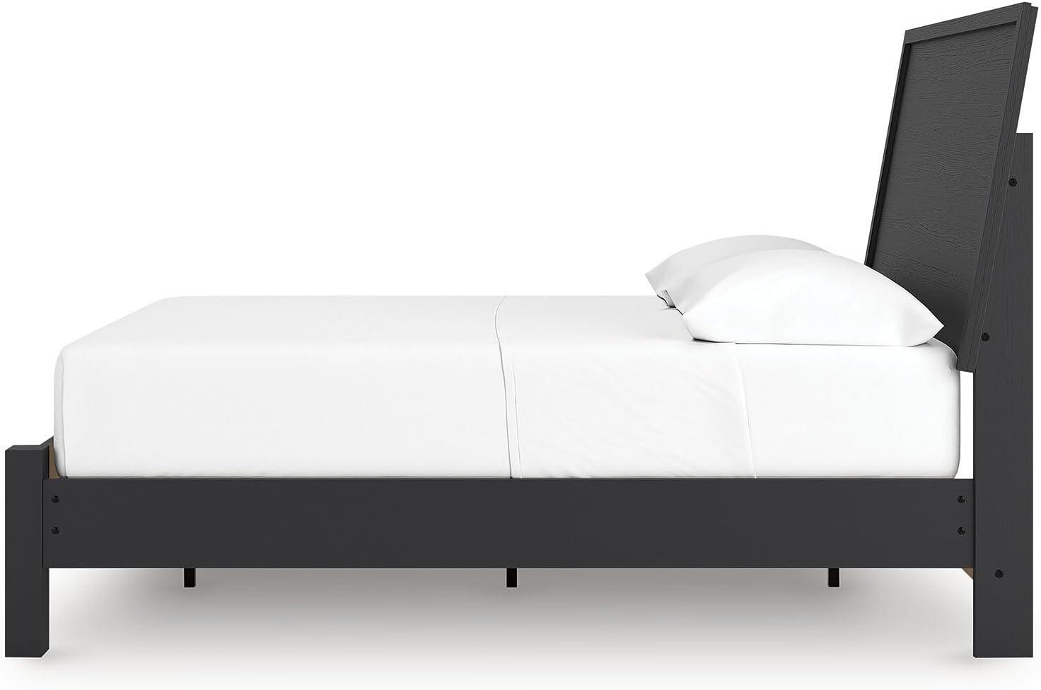 imageSignature Design by Ashley Cielden Farmhouse Queen Panel Platform Bed Foundation or Box Spring Not Needed Light BrownBlack