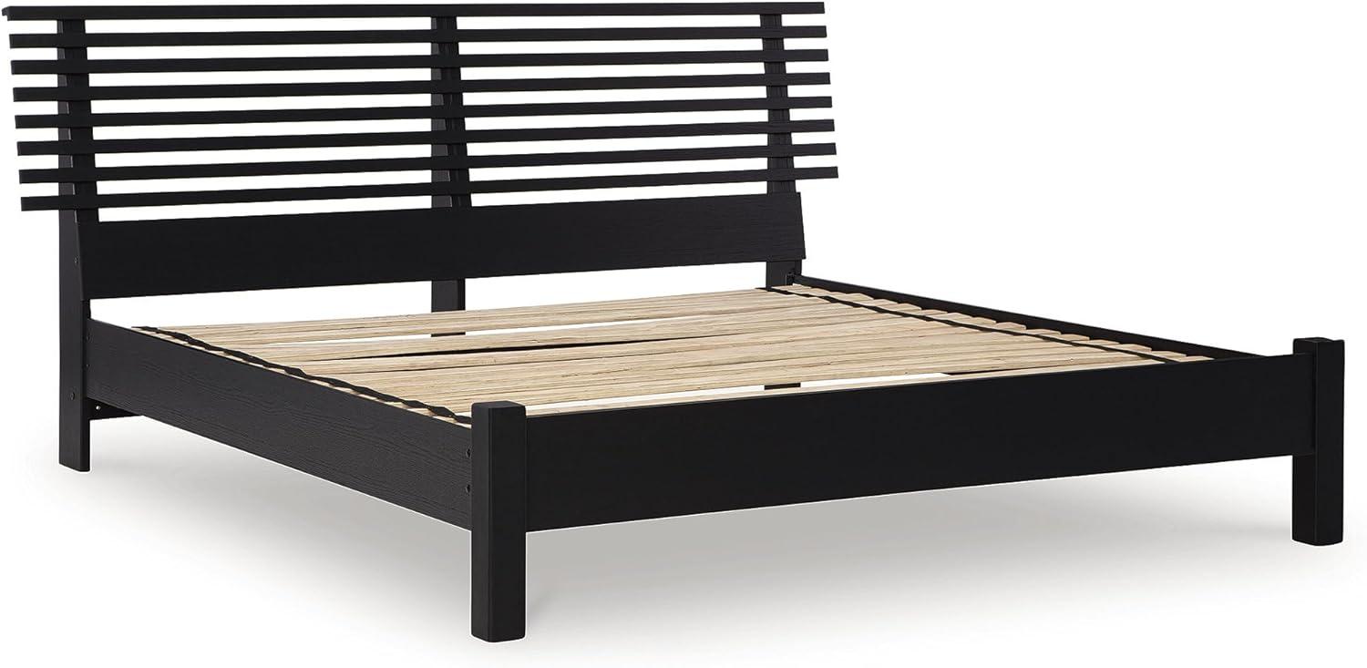 imageSignature Design by Ashley Cielden Farmhouse Queen Panel Platform Bed Foundation or Box Spring Not Needed Light BrownBlack