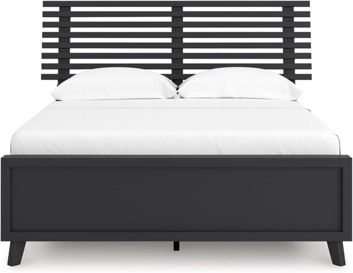 imageSignature Design by Ashley Cielden Farmhouse Queen Panel Platform Bed Foundation or Box Spring Not Needed Light BrownBlack