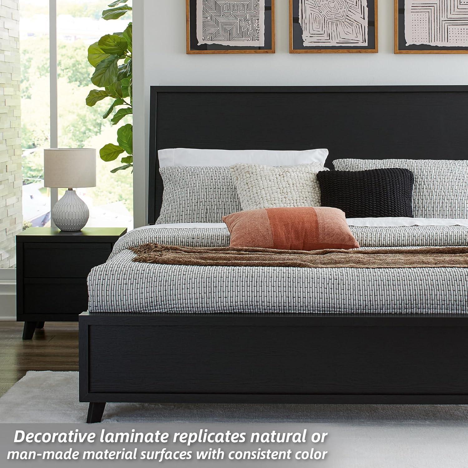 imageSignature Design by Ashley Cielden Farmhouse Queen Panel Platform Bed Foundation or Box Spring Not Needed Light BrownBlack