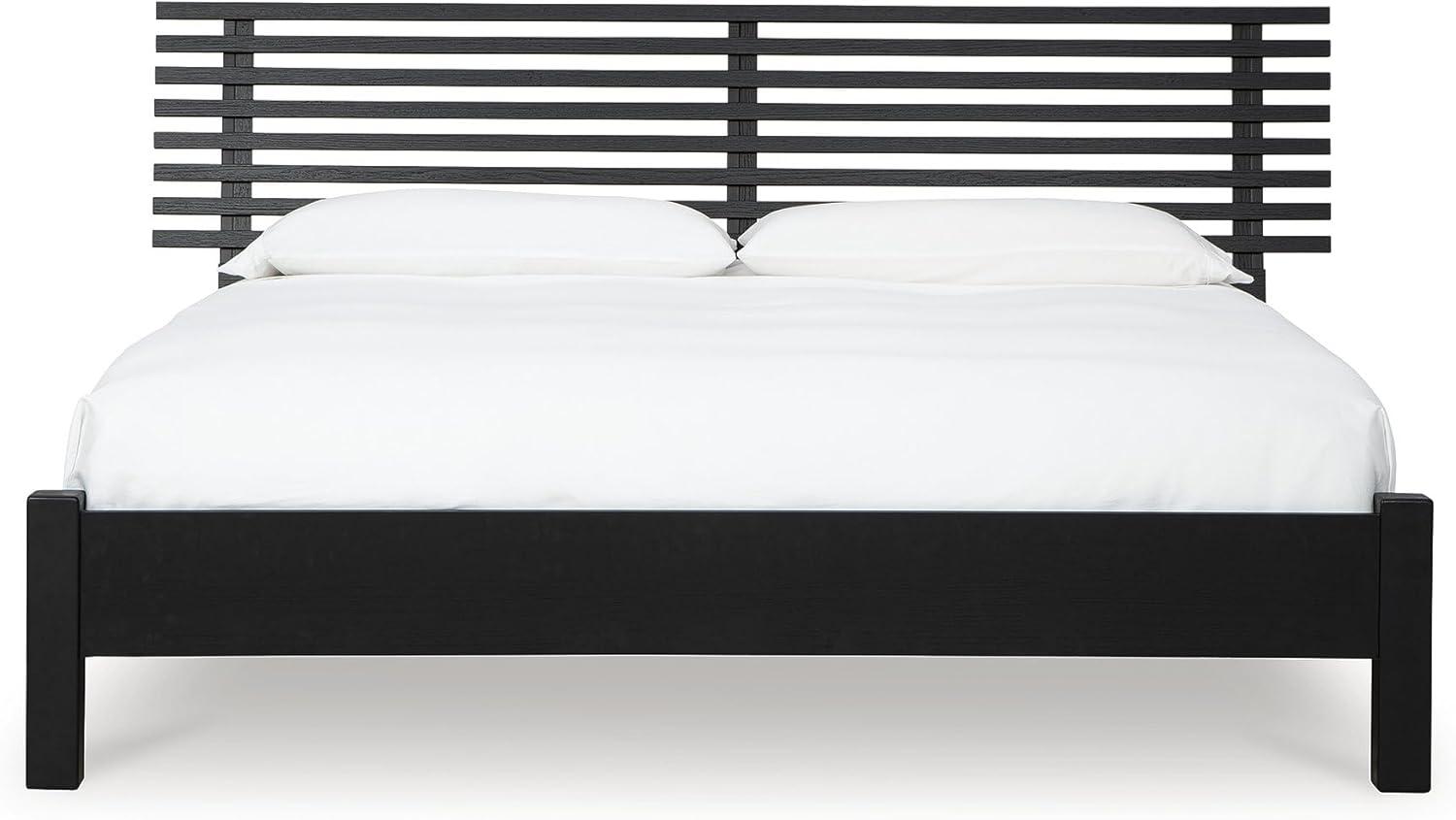 imageSignature Design by Ashley Cielden Farmhouse Queen Panel Platform Bed Foundation or Box Spring Not Needed Light BrownBlack