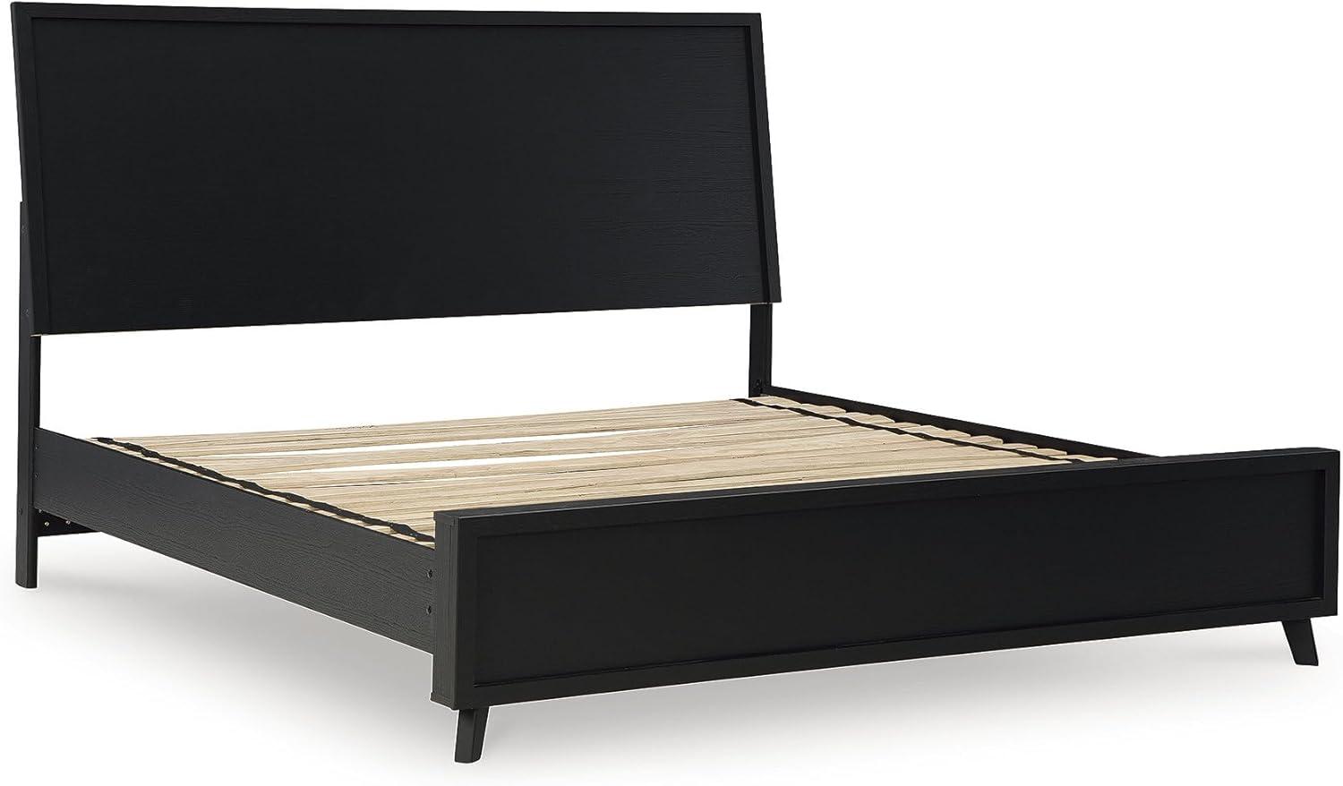 imageSignature Design by Ashley Cielden Farmhouse Queen Panel Platform Bed Foundation or Box Spring Not Needed Light BrownBlack