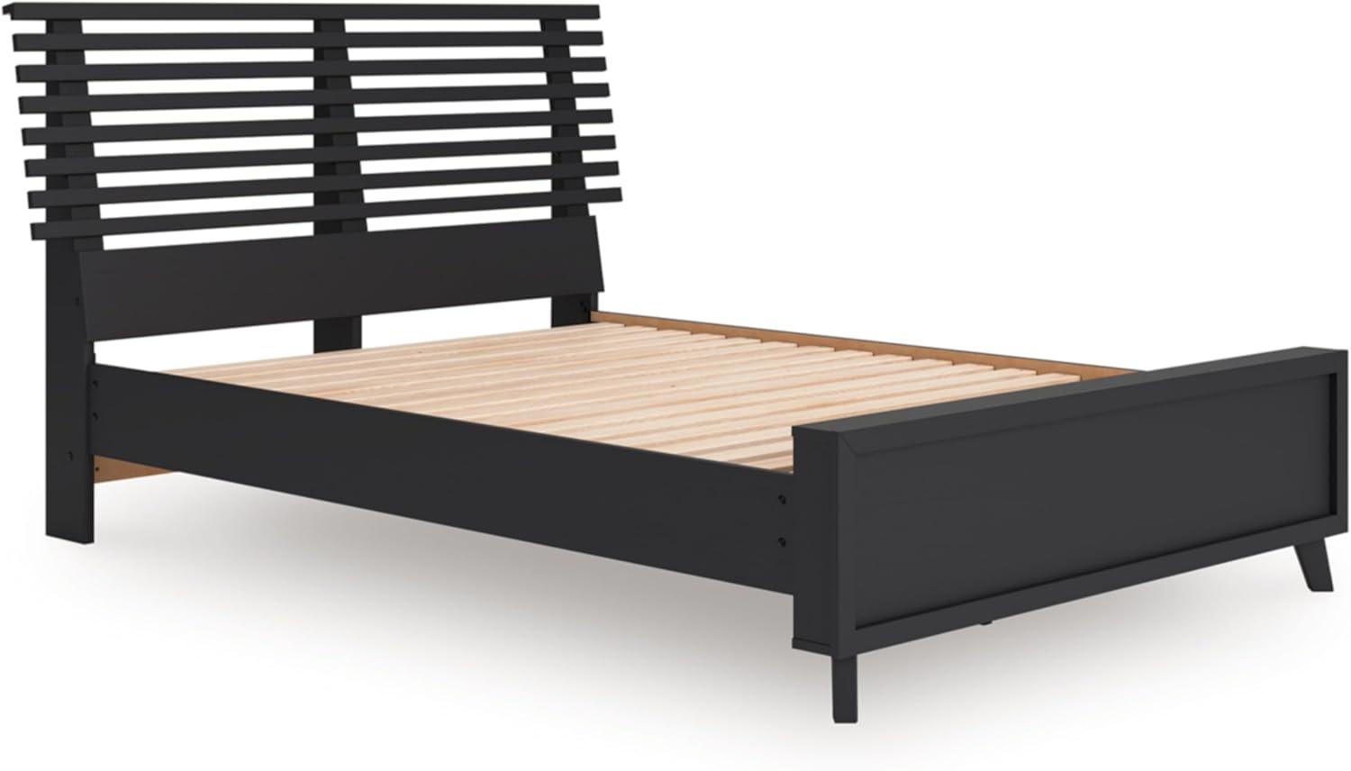 imageSignature Design by Ashley Cielden Farmhouse Queen Panel Platform Bed Foundation or Box Spring Not Needed Light BrownBlack