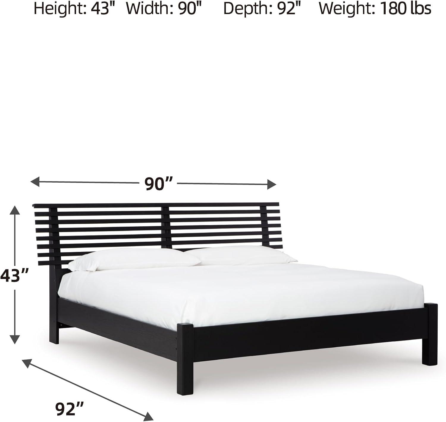 imageSignature Design by Ashley Cielden Farmhouse Queen Panel Platform Bed Foundation or Box Spring Not Needed Light BrownBlack