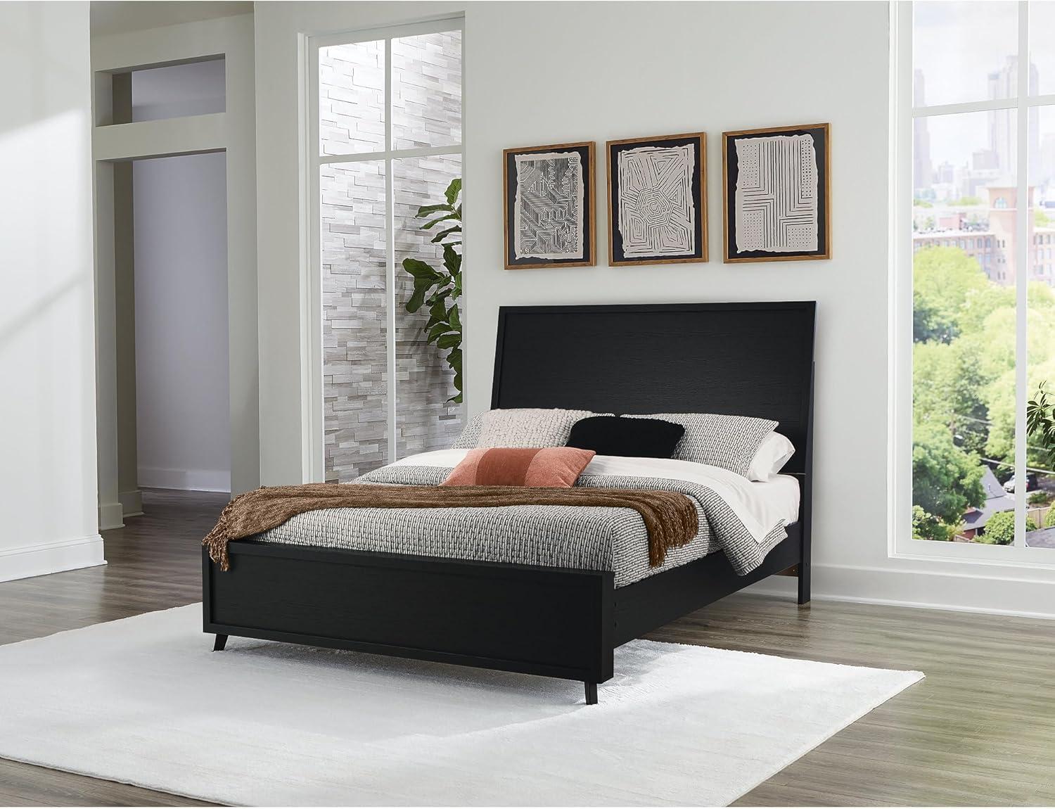 imageSignature Design by Ashley Cielden Farmhouse Queen Panel Platform Bed Foundation or Box Spring Not Needed Light BrownBlack
