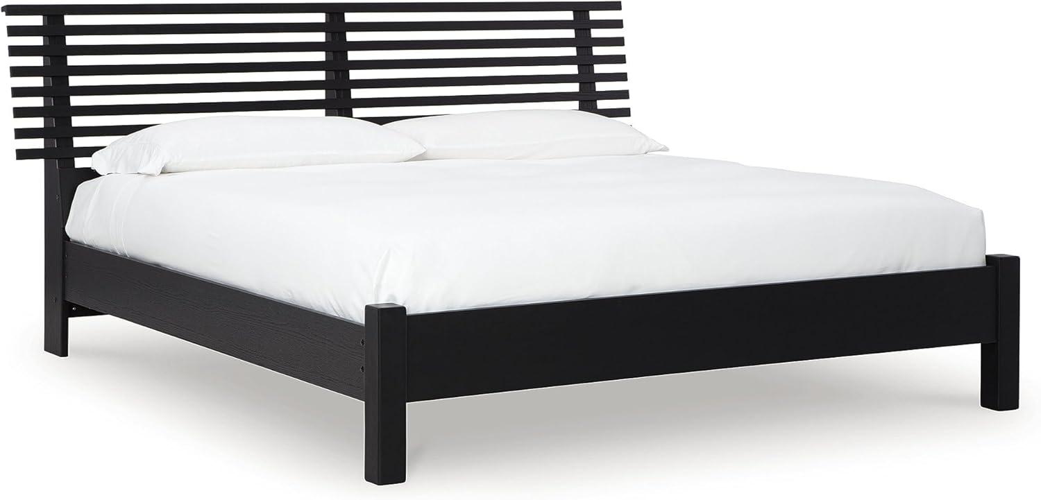 imageSignature Design by Ashley Cielden Farmhouse Queen Panel Platform Bed Foundation or Box Spring Not Needed Light BrownBlack