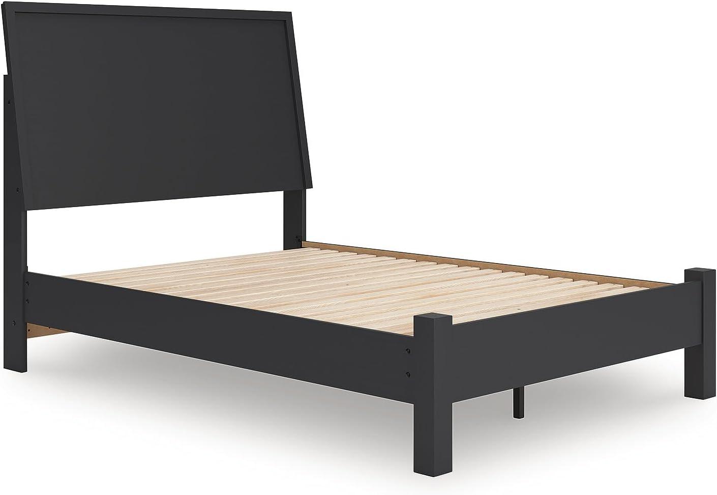 imageSignature Design by Ashley Cielden Farmhouse Queen Panel Platform Bed Foundation or Box Spring Not Needed Light BrownBlack