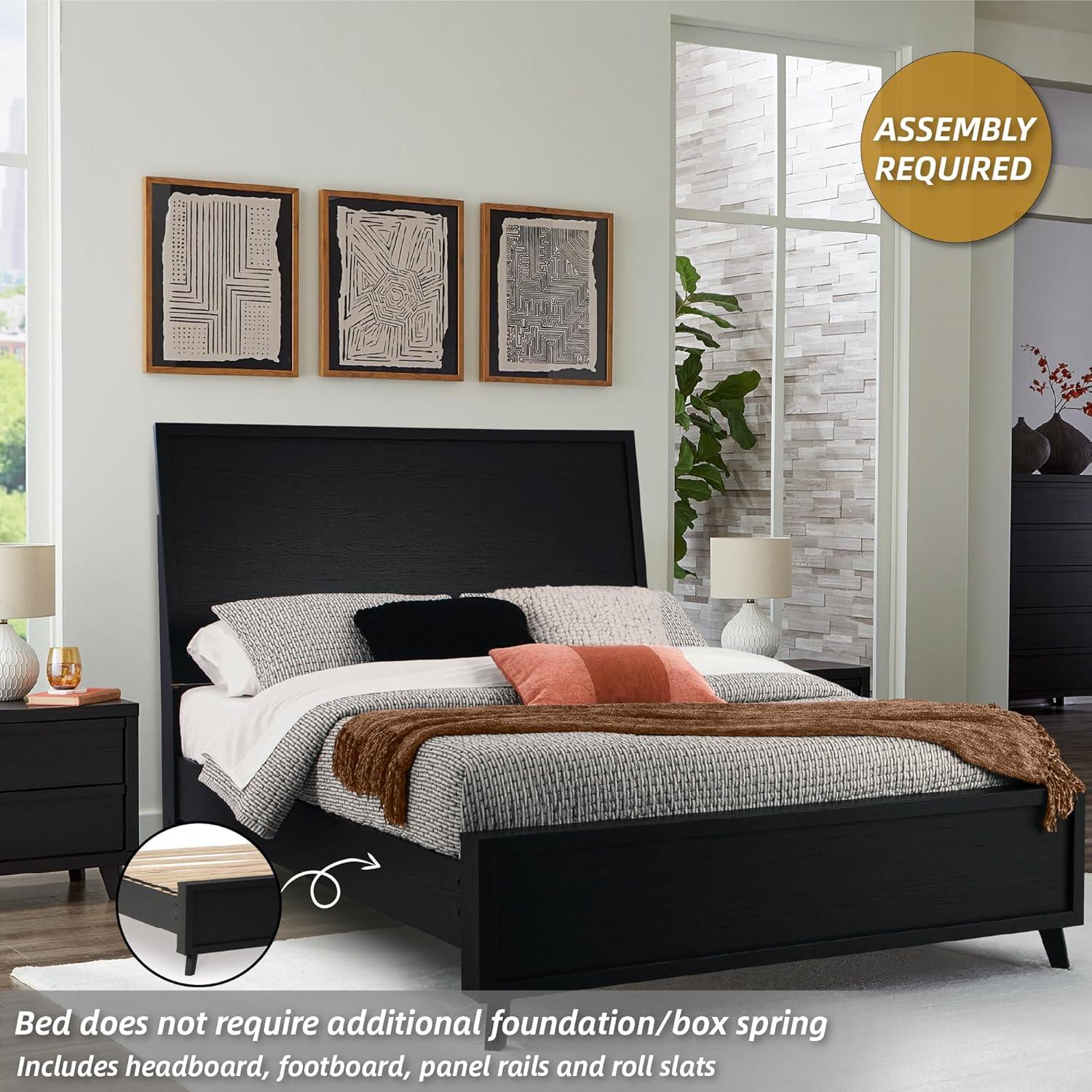 imageSignature Design by Ashley Cielden Farmhouse Queen Panel Platform Bed Foundation or Box Spring Not Needed Light BrownBlack