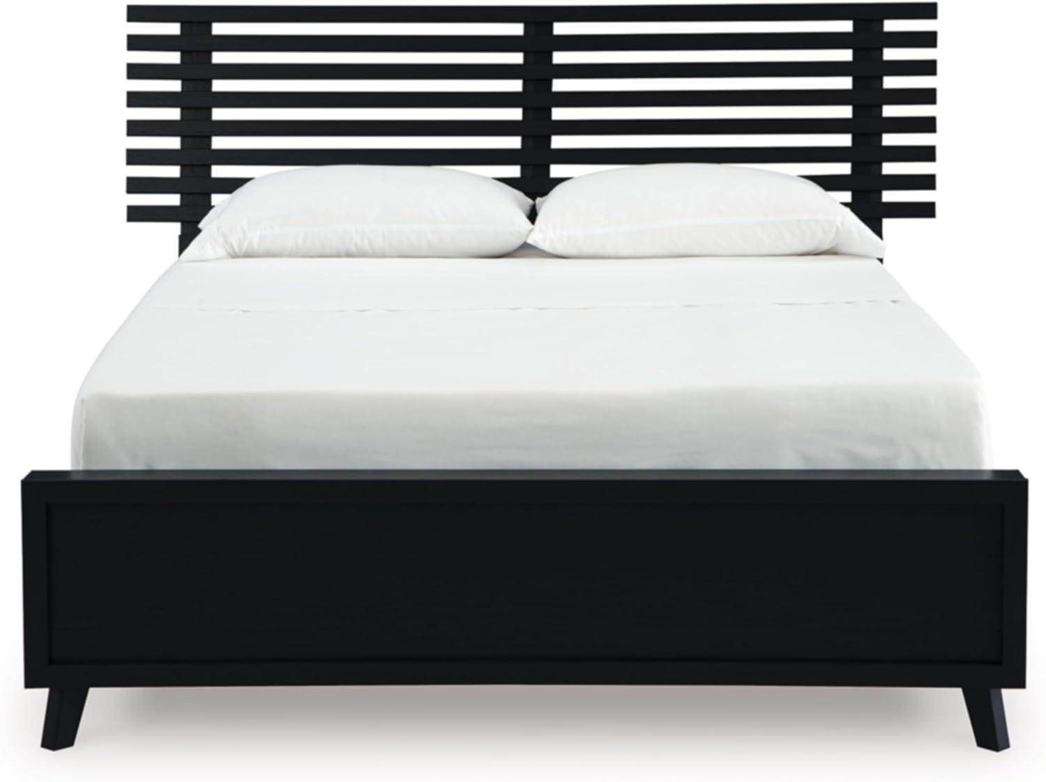 imageSignature Design by Ashley Cielden Farmhouse Queen Panel Platform Bed Foundation or Box Spring Not Needed Light BrownBlack