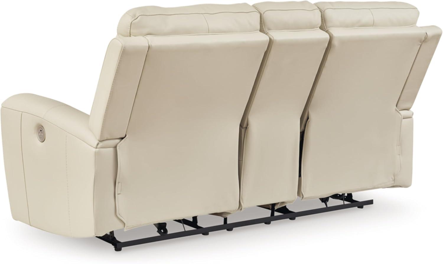 imageSignature Design by Ashley Dahlmoore Modern Leather Match Power Reclining Sofa with USB Ports BeigePower Reclining Loveseat with Console