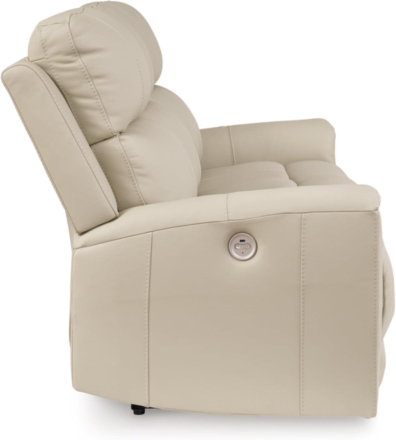 imageSignature Design by Ashley Dahlmoore Modern Leather Match Power Reclining Sofa with USB Ports BeigePower Reclining Sofa