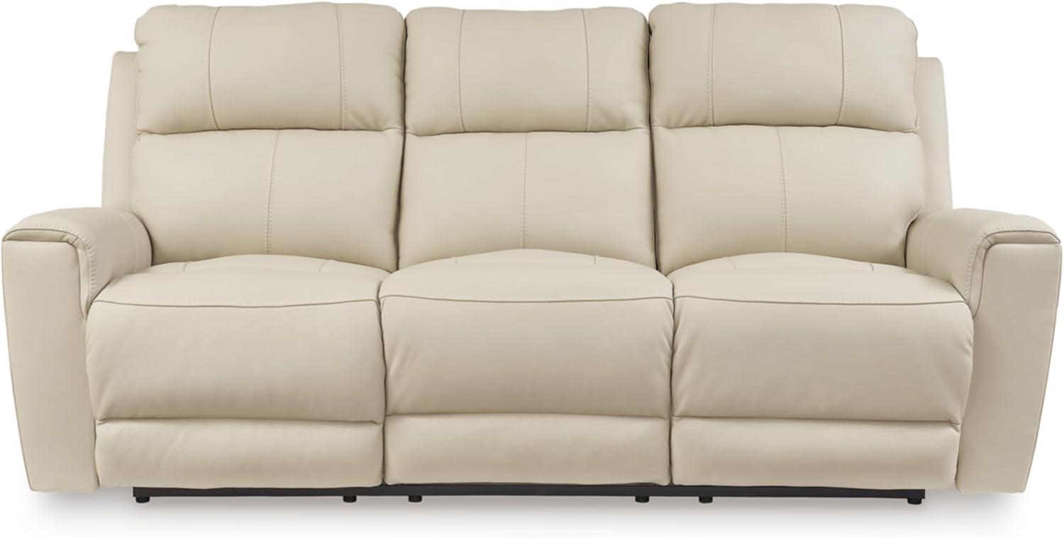 imageSignature Design by Ashley Dahlmoore Modern Leather Match Power Reclining Sofa with USB Ports BeigePower Reclining Sofa