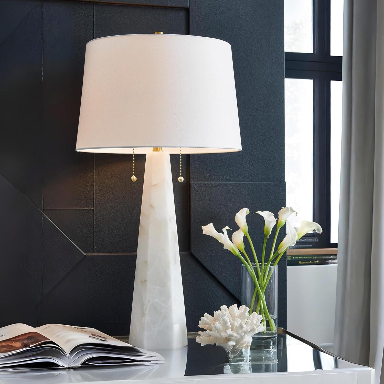 imageSignature Design by Ashley Danset Casual Contemporary UL Listed Table Lamp with Empire Hardback Fabric Shade and 3Way Switch Wood 3013quot High BrownStone