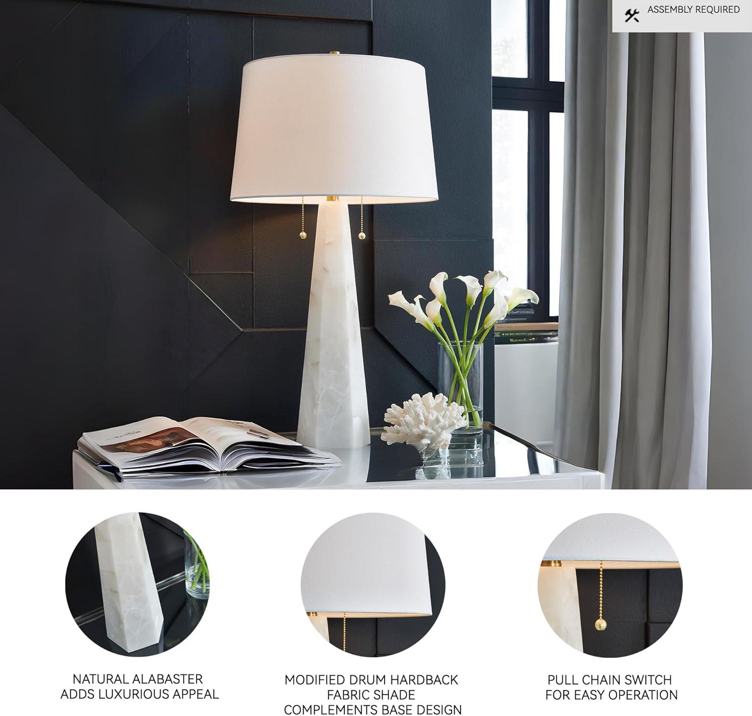 imageSignature Design by Ashley Danset Casual Contemporary UL Listed Table Lamp with Empire Hardback Fabric Shade and 3Way Switch Wood 3013quot High BrownStone