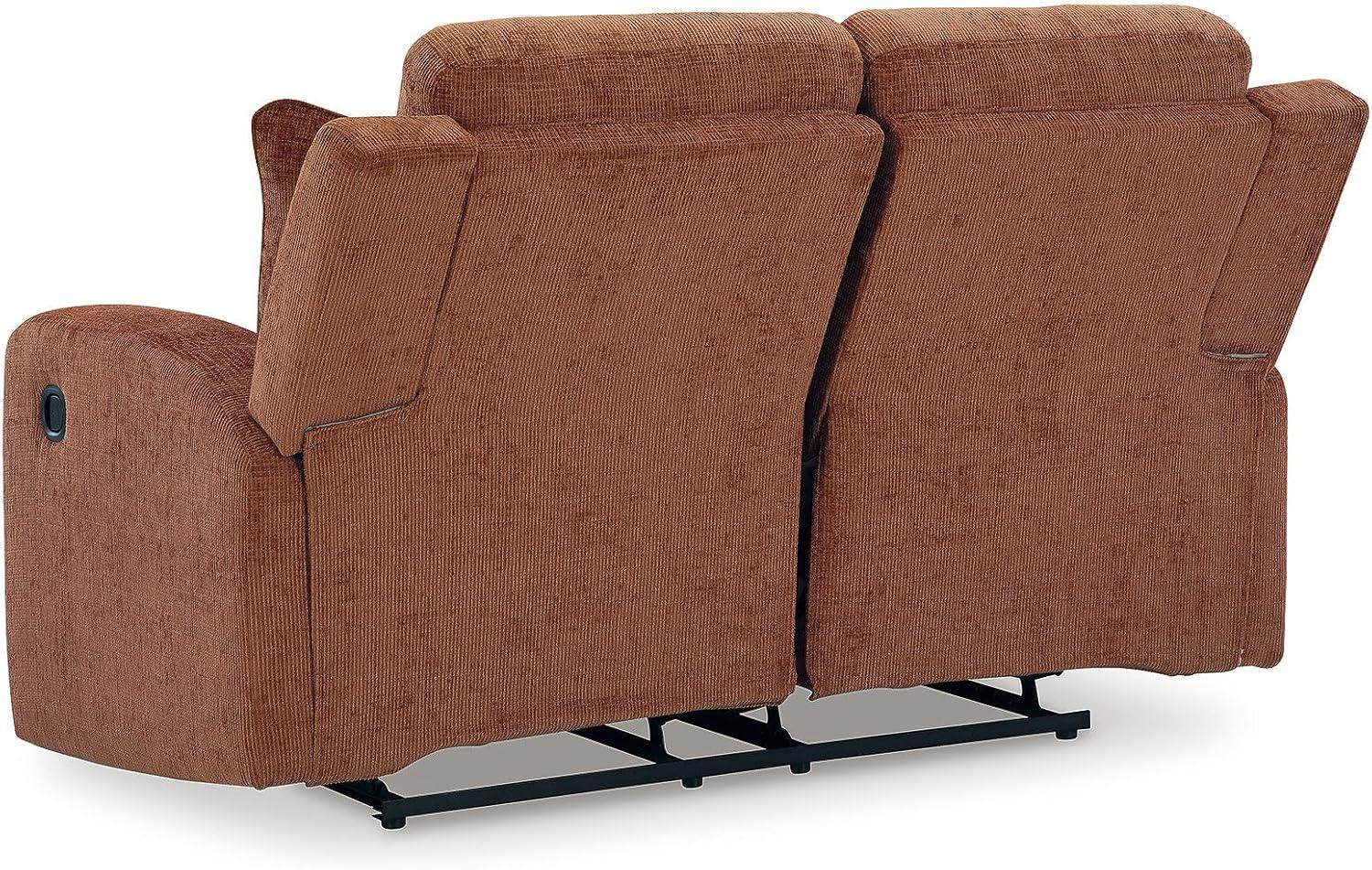 imageSignature Design by Ashley Danum Modern Manual Pull Tab Reclining Sofa with Tufed Back Cushion BlueOrange