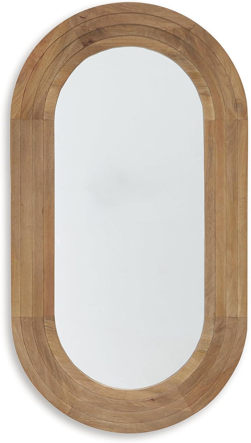 imageSignature Design by Ashley Daverly Country Rustic Oblong Wood Accent Mirror Light Brown
