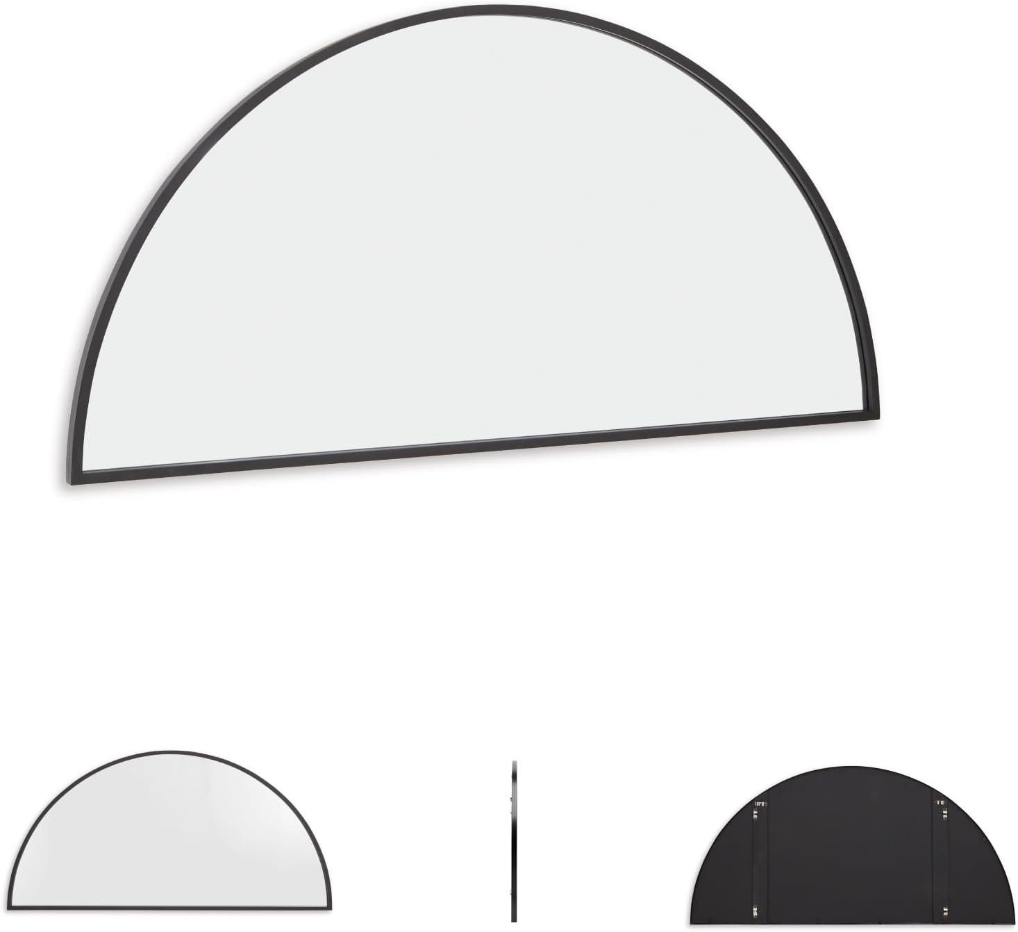 imageSignature Design by Ashley Denlow Contemporary Semicircular Wall Mounted Metal Frame Accent Mirror 50 x 25 Inches for Living Room Black