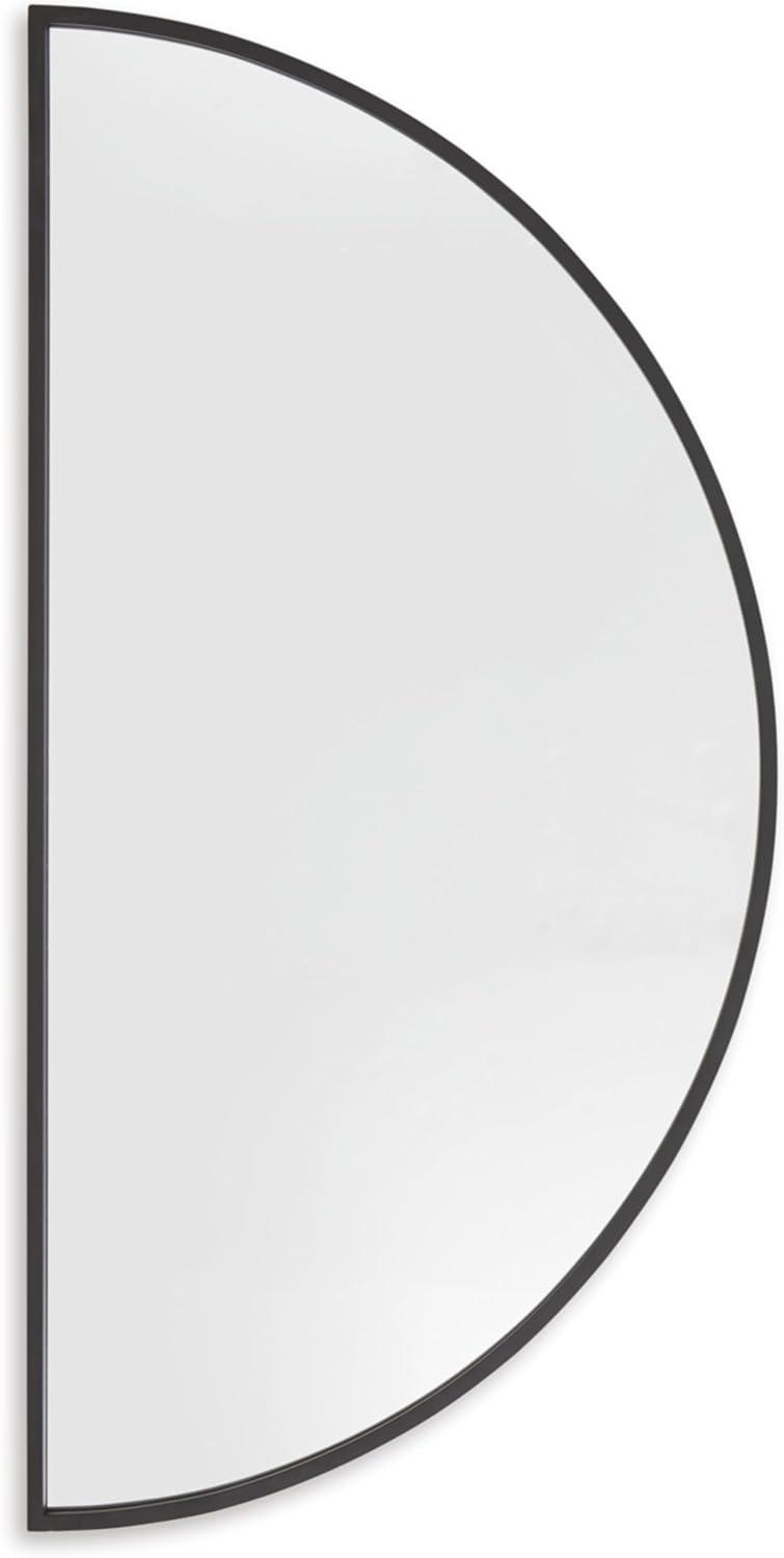 imageSignature Design by Ashley Denlow Contemporary Semicircular Wall Mounted Metal Frame Accent Mirror 50 x 25 Inches for Living Room Black