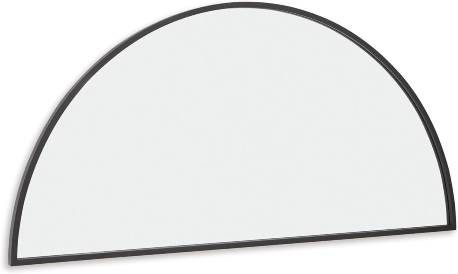 imageSignature Design by Ashley Denlow Contemporary Semicircular Wall Mounted Metal Frame Accent Mirror 50 x 25 Inches for Living Room Black