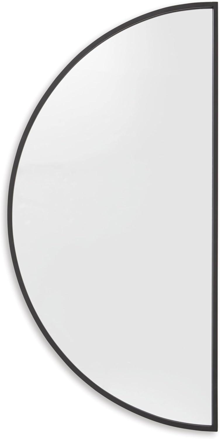 imageSignature Design by Ashley Denlow Contemporary Semicircular Wall Mounted Metal Frame Accent Mirror 50 x 25 Inches for Living Room Black