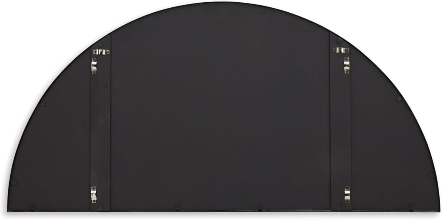 imageSignature Design by Ashley Denlow Contemporary Semicircular Wall Mounted Metal Frame Accent Mirror 50 x 25 Inches for Living Room Black