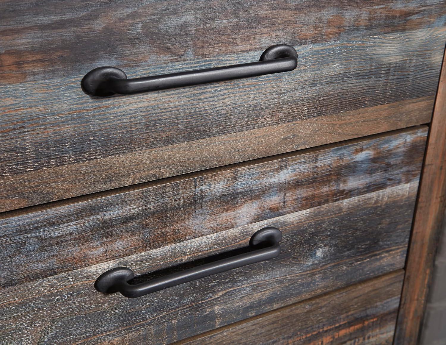 imageSignature Design by Ashley Drystan Rustic Queen Panel Bed Sconce LED Lights USB Ports and Nailheads Foundation or Box Spring Needed Dark Brown ampamp GrayKing