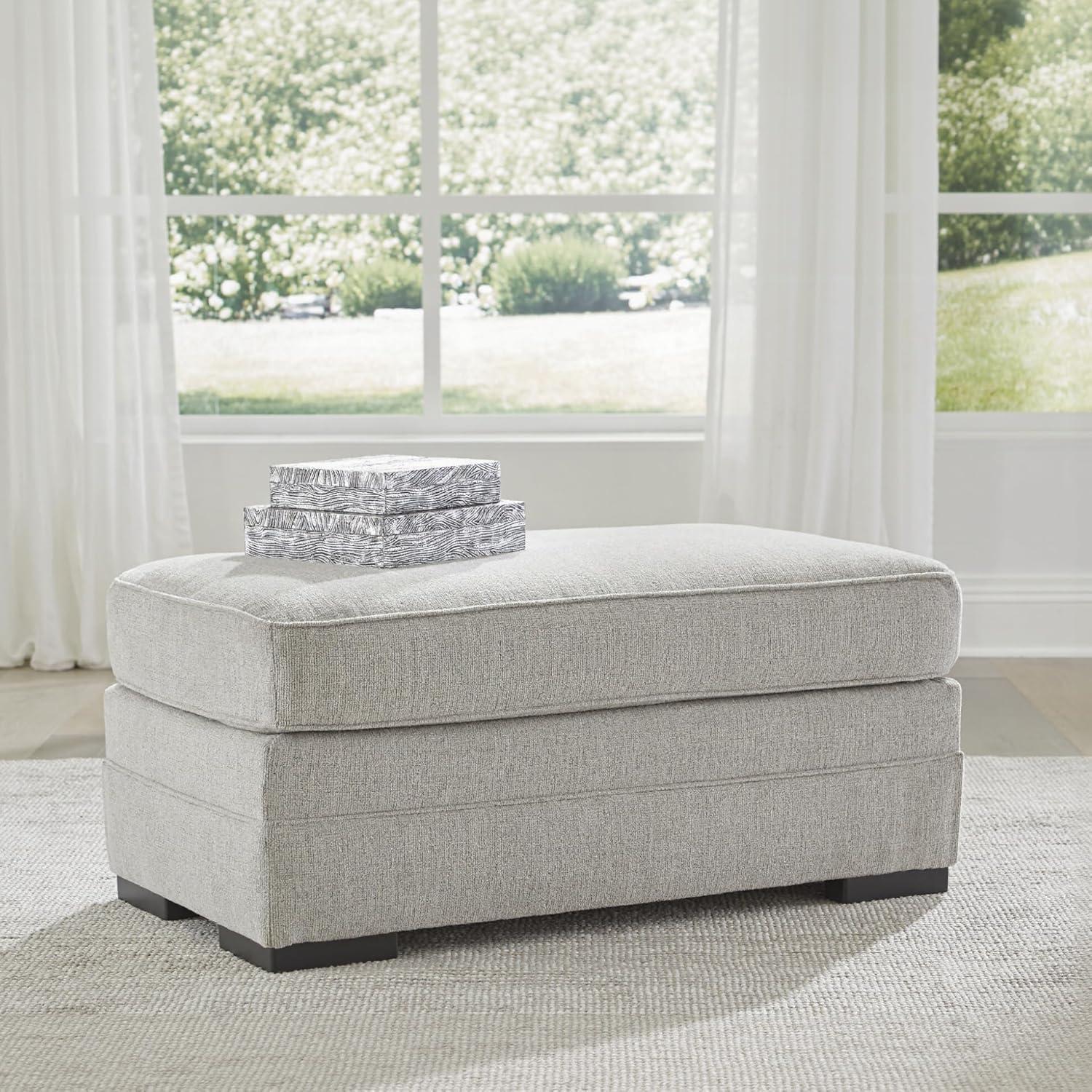 imageSignature Design by Ashley Eastonbridge Casual Upholstered Rectangular Ottoman Light Gray