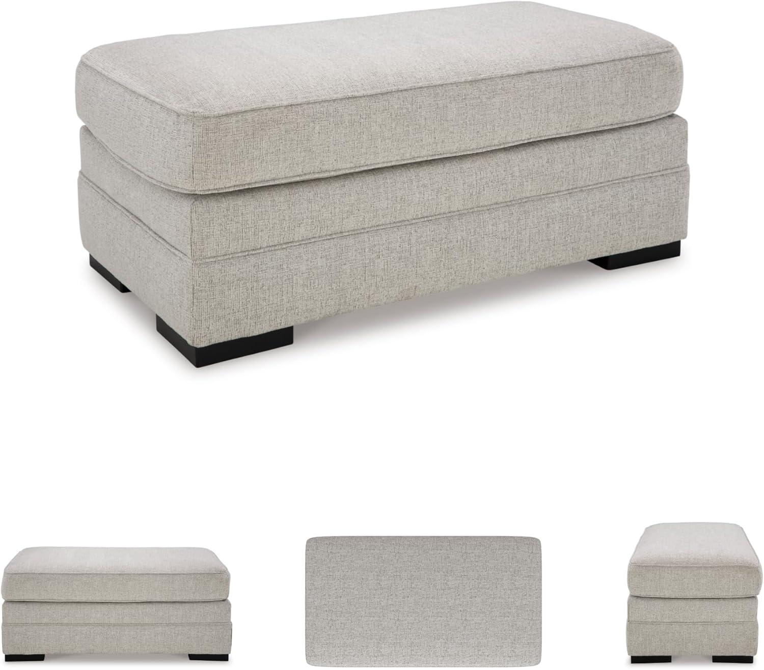 imageSignature Design by Ashley Eastonbridge Casual Upholstered Rectangular Ottoman Light Gray