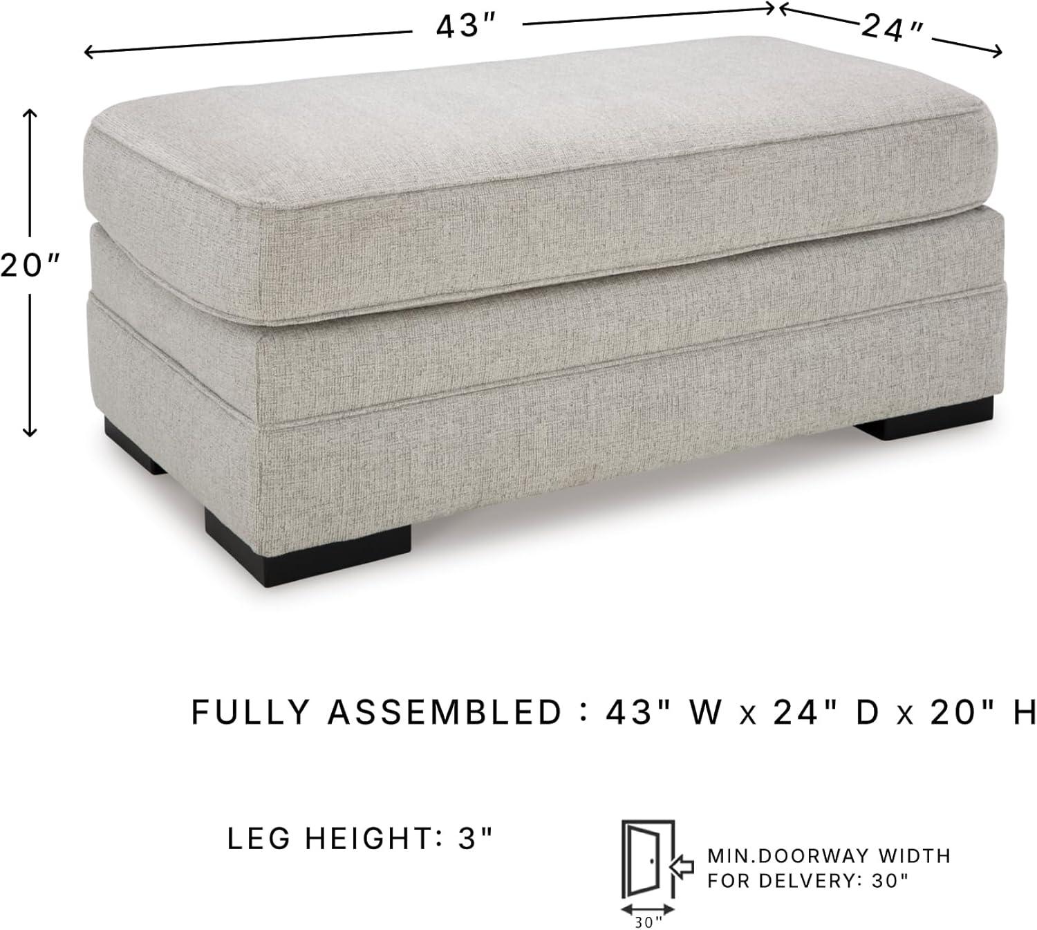 imageSignature Design by Ashley Eastonbridge Casual Upholstered Rectangular Ottoman Light Gray