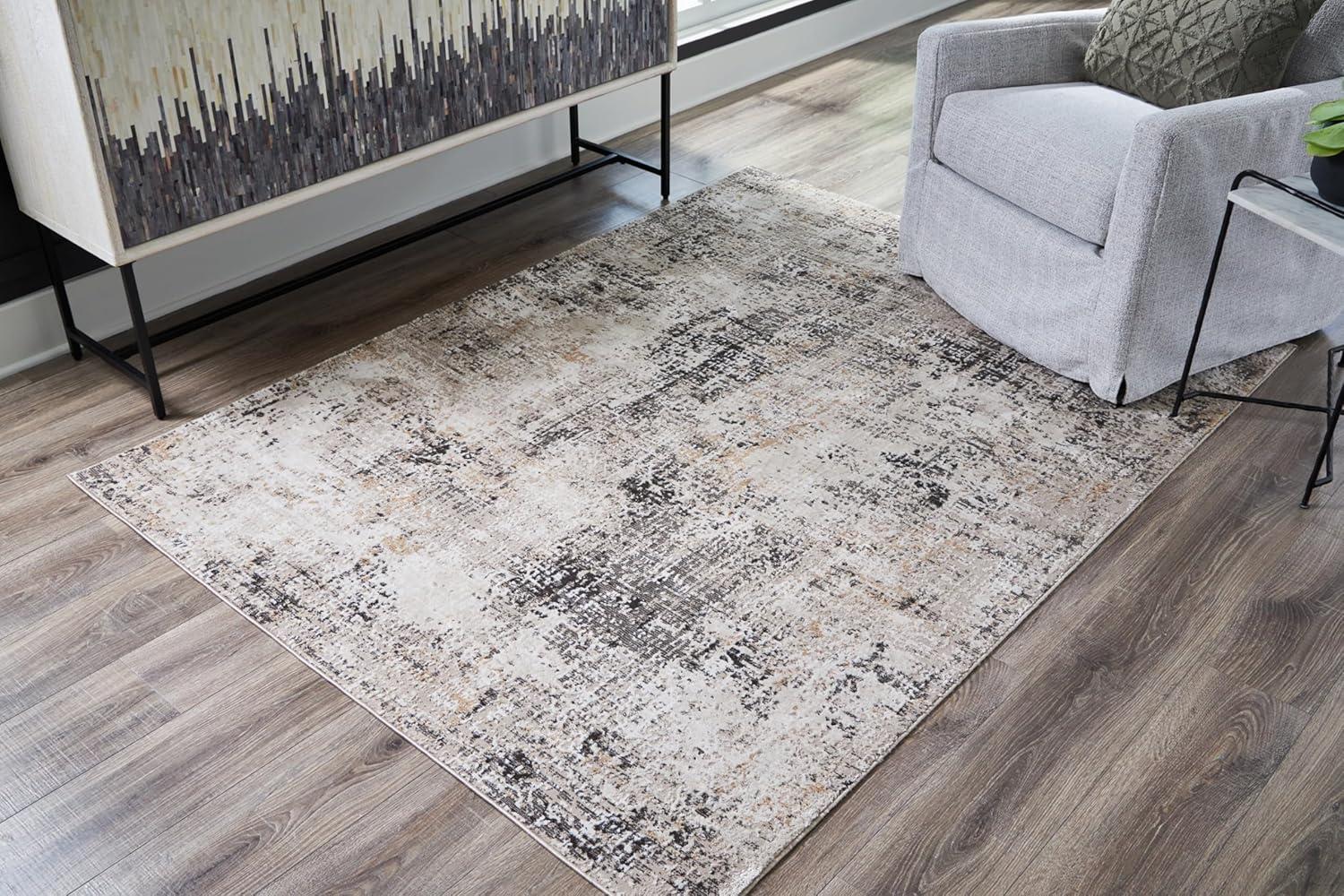imageSignature Design by Ashley Elaning Contemporary Indoor Abstract Medium 5 x 7 Rug Gray ampamp Light Brown