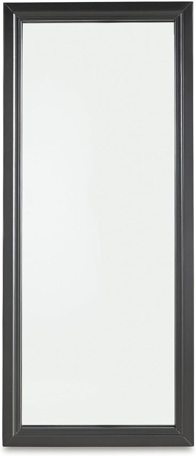 imageSignature Design by Ashley Evesen Modern Full Length Thick Framed Floor Standing Mirror with LED Lights and 3 Shelves Black