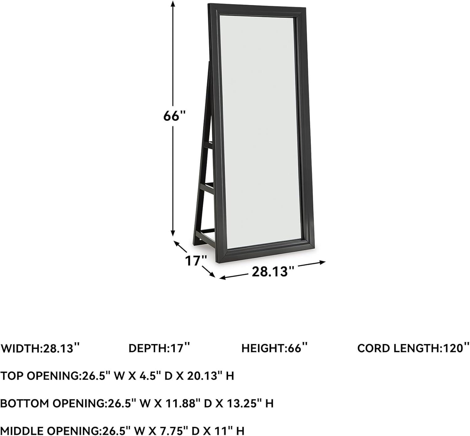 imageSignature Design by Ashley Evesen Modern Full Length Thick Framed Floor Standing Mirror with LED Lights and 3 Shelves Black