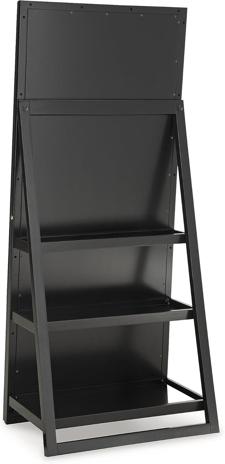 imageSignature Design by Ashley Evesen Modern Full Length Thick Framed Floor Standing Mirror with LED Lights and 3 Shelves Black