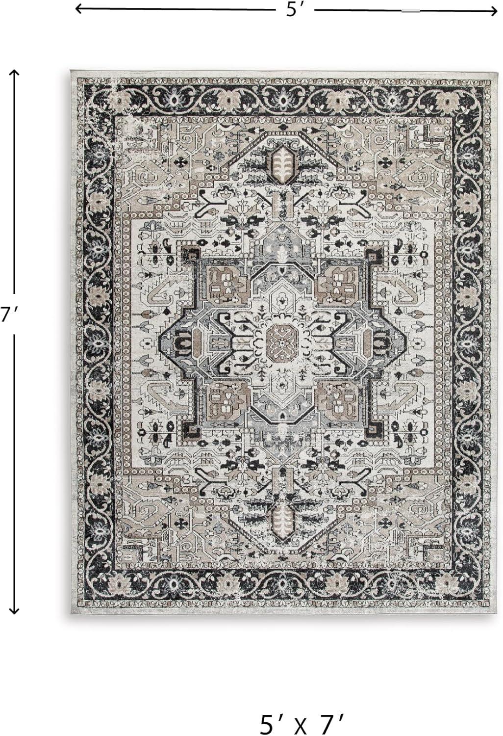 imageSignature Design by Ashley Farrendale MidCentury Modern Indoor Geometric Washable 8 x 10 Area Rug Blue ampamp RedBlackCream