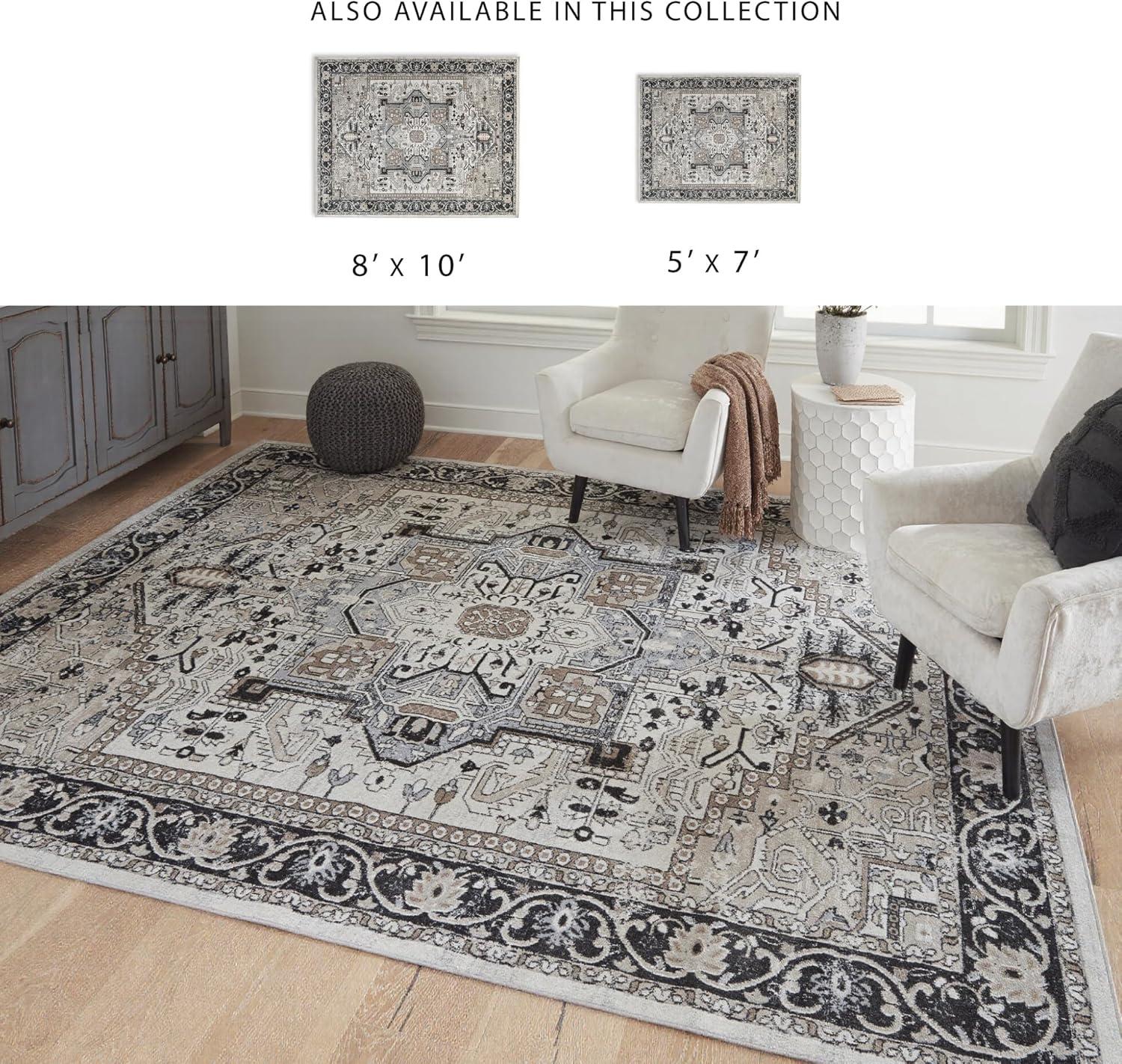 imageSignature Design by Ashley Farrendale MidCentury Modern Indoor Geometric Washable 8 x 10 Area Rug Blue ampamp RedBlackCream
