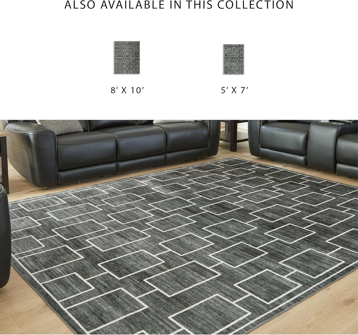 imageSignature Design by Ashley Farrendale MidCentury Modern Indoor Geometric Washable 8 x 10 Area Rug Blue ampamp RedBlackGray