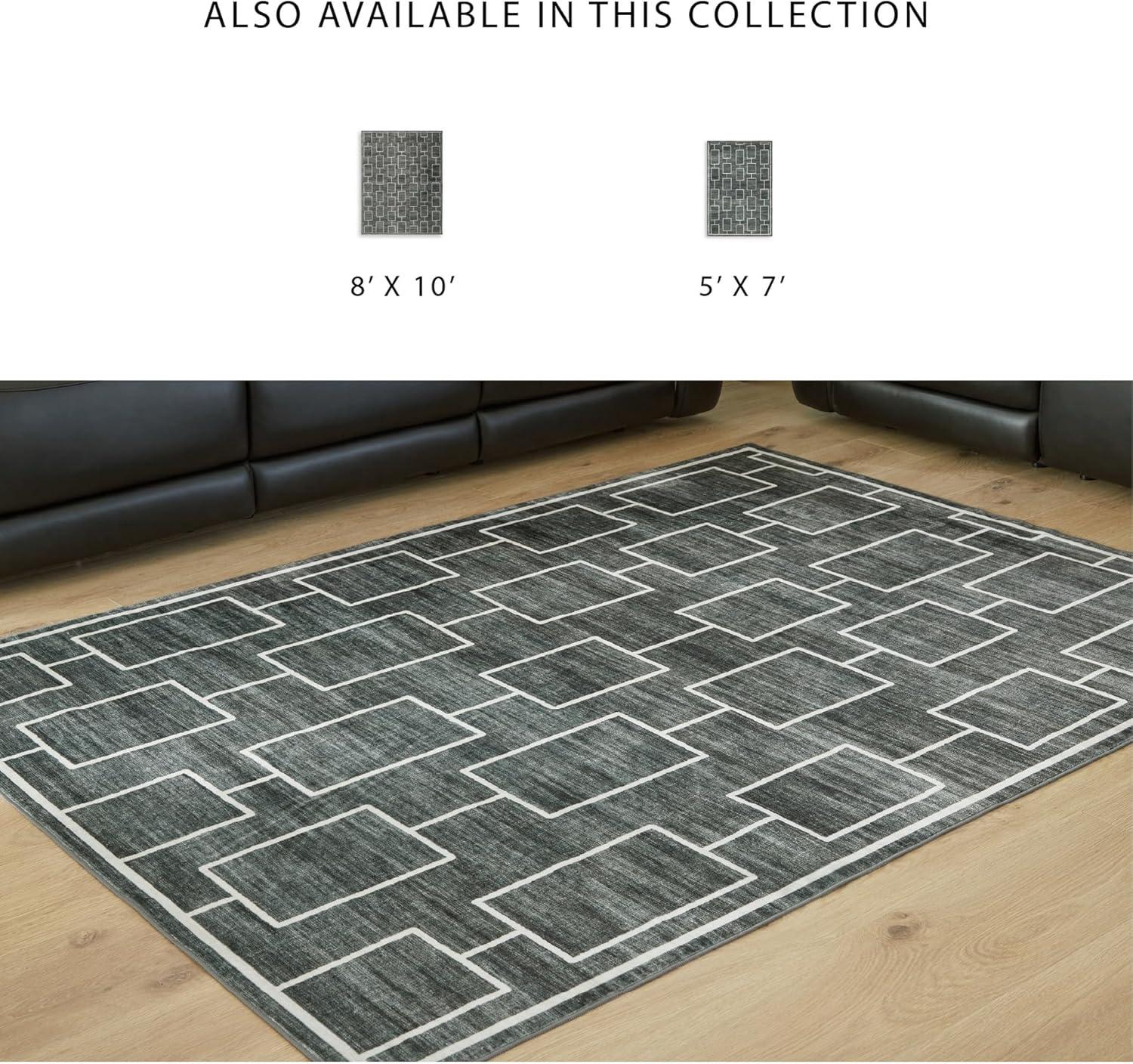 imageSignature Design by Ashley Farrendale MidCentury Modern Indoor Geometric Washable 8 x 10 Area Rug Blue ampamp RedBlackGray