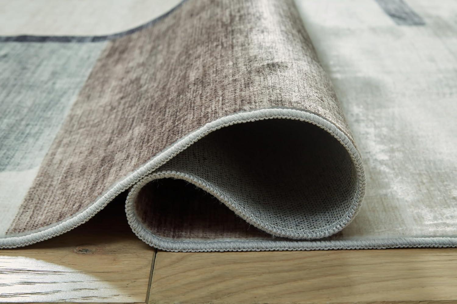 imageSignature Design by Ashley Farrendale MidCentury Modern Indoor Geometric Washable 8 x 10 Area Rug Blue ampamp RedCreamBrownGray