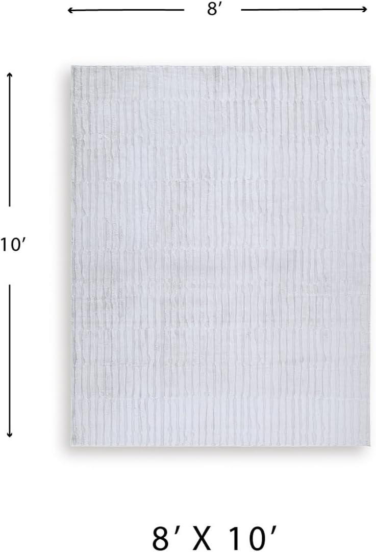 imageSignature Design by Ashley Farrendale MidCentury Modern Indoor Geometric Washable 8 x 10 Area Rug Blue ampamp RedGray Stripe