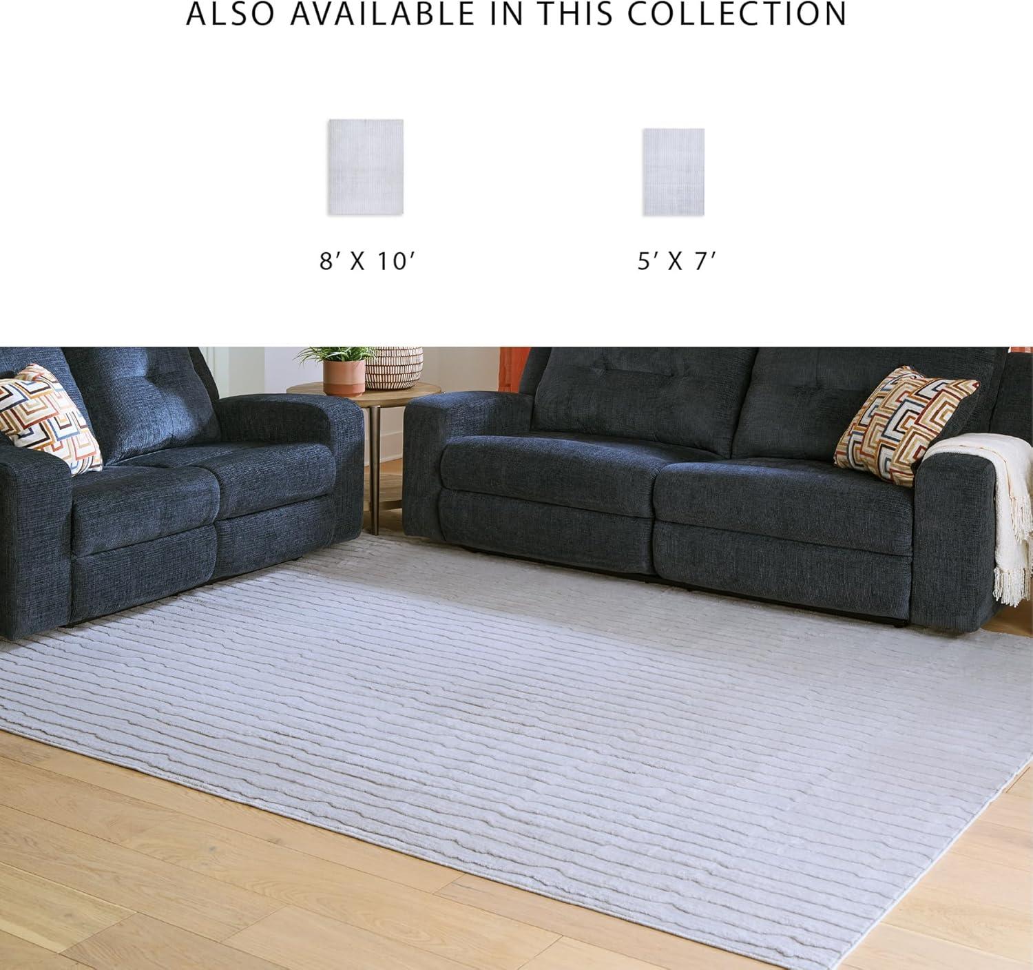 imageSignature Design by Ashley Farrendale MidCentury Modern Indoor Geometric Washable 8 x 10 Area Rug Blue ampamp RedGray Stripe