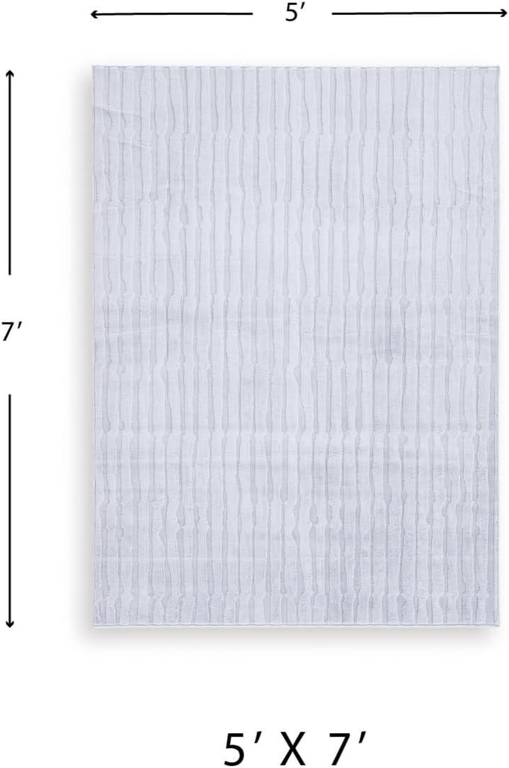 imageSignature Design by Ashley Farrendale MidCentury Modern Indoor Geometric Washable 8 x 10 Area Rug Blue ampamp RedGray Stripe