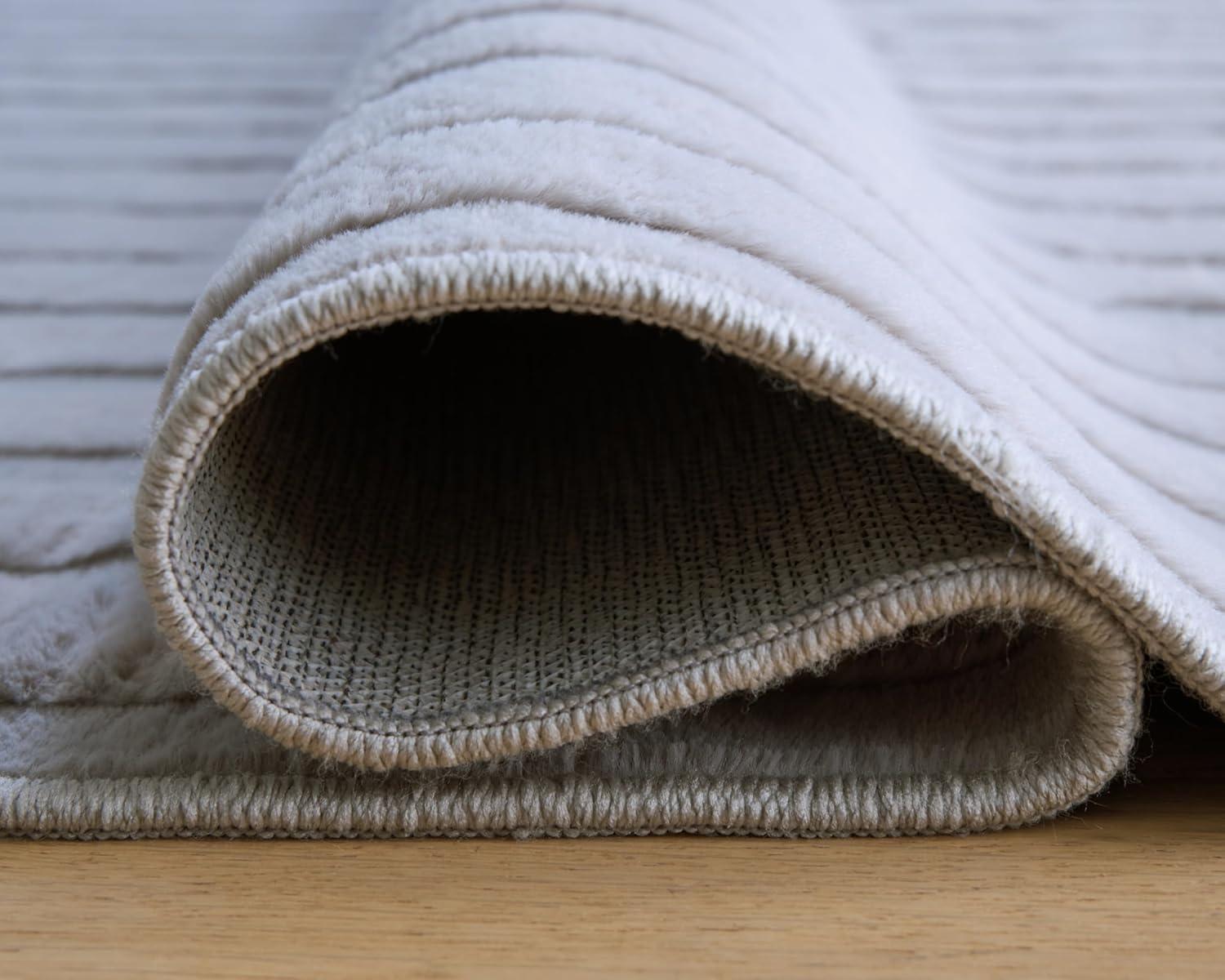 imageSignature Design by Ashley Farrendale MidCentury Modern Indoor Geometric Washable 8 x 10 Area Rug Blue ampamp RedGray Stripe